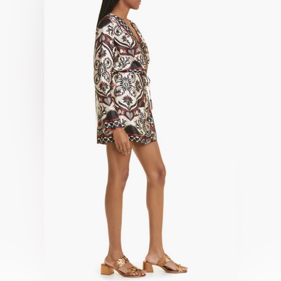 NWT $230 FARM Rio Passion Scarf Print Long Sleeve Wrap Minidress in XS + Medium! - Picture 3 of 7